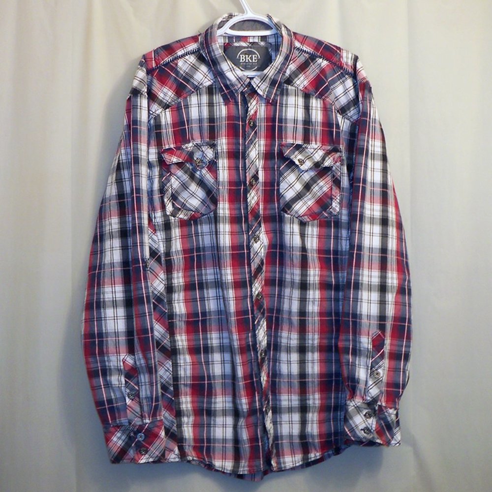 BKE Button Front Shirt Men's XXL Multicolor Plaid